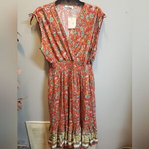 Ostoo NWT XL Boho Floral Print Sleeveless Dress